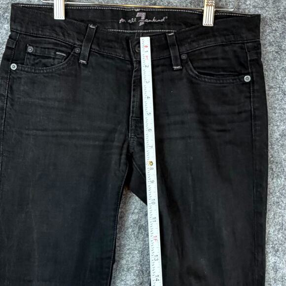 7 For All Mankind Ankle Skinny Jeans Womens 27 Black Denim Stretch Low Rise - Picture 6 of 8